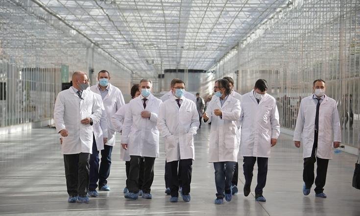 Владимир Якушев и Александр Моор посетили тепличный комбинат «Тюмень Агро»