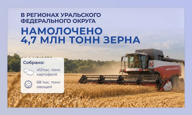 В УрФО намолочено 4,7 млн тонн зерна