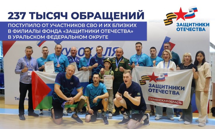 237 тысяч обращений поступило в филиалы фонда «Защитники Отечества» в УрФО с момента открытия